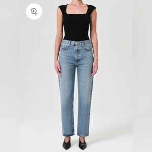 AGOLDE Straight Leg Jeans in Light Blue Denim